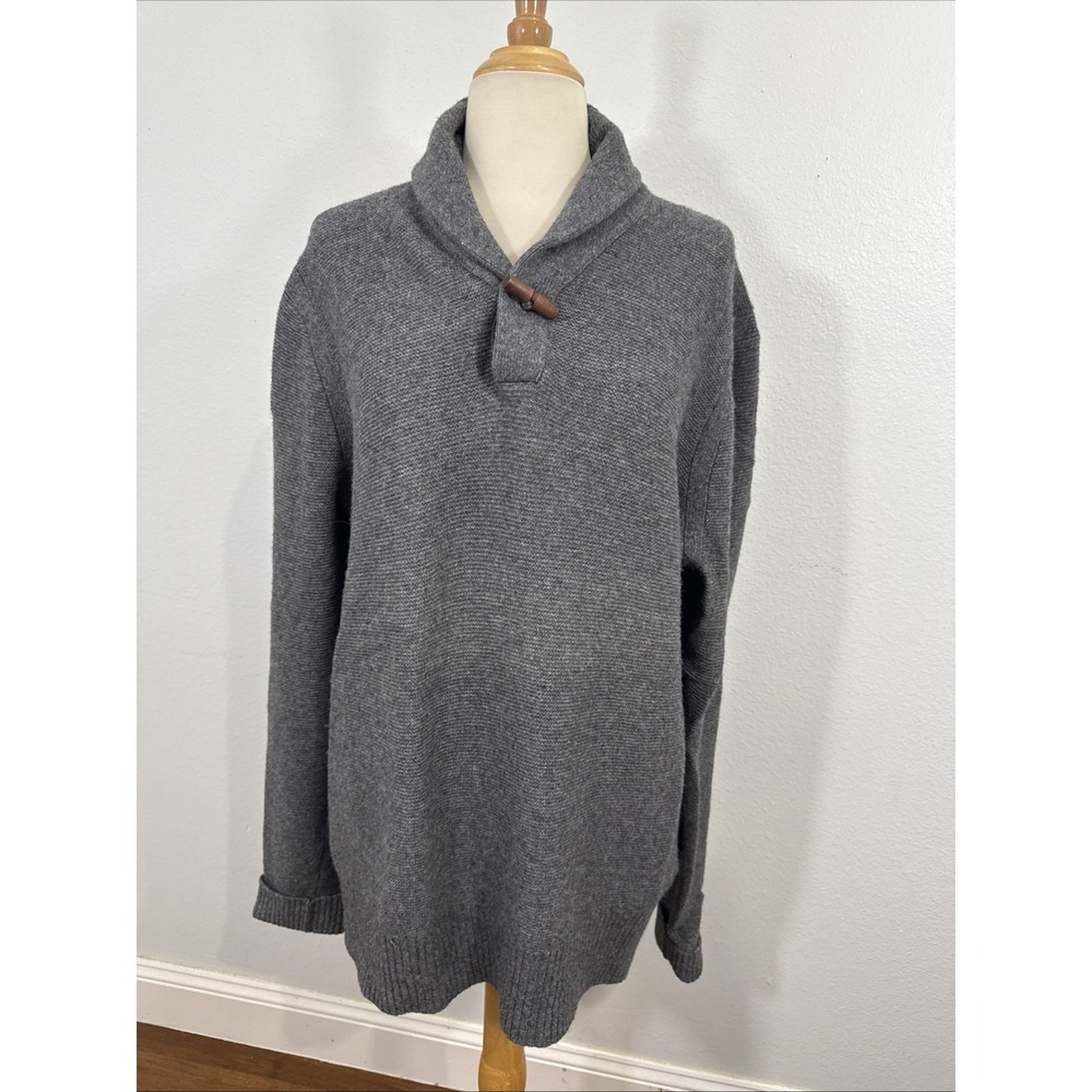 Banana Republic Sweater Mens XL Shawl Collar Gray Knit Preppy‎ Old Money Classic
